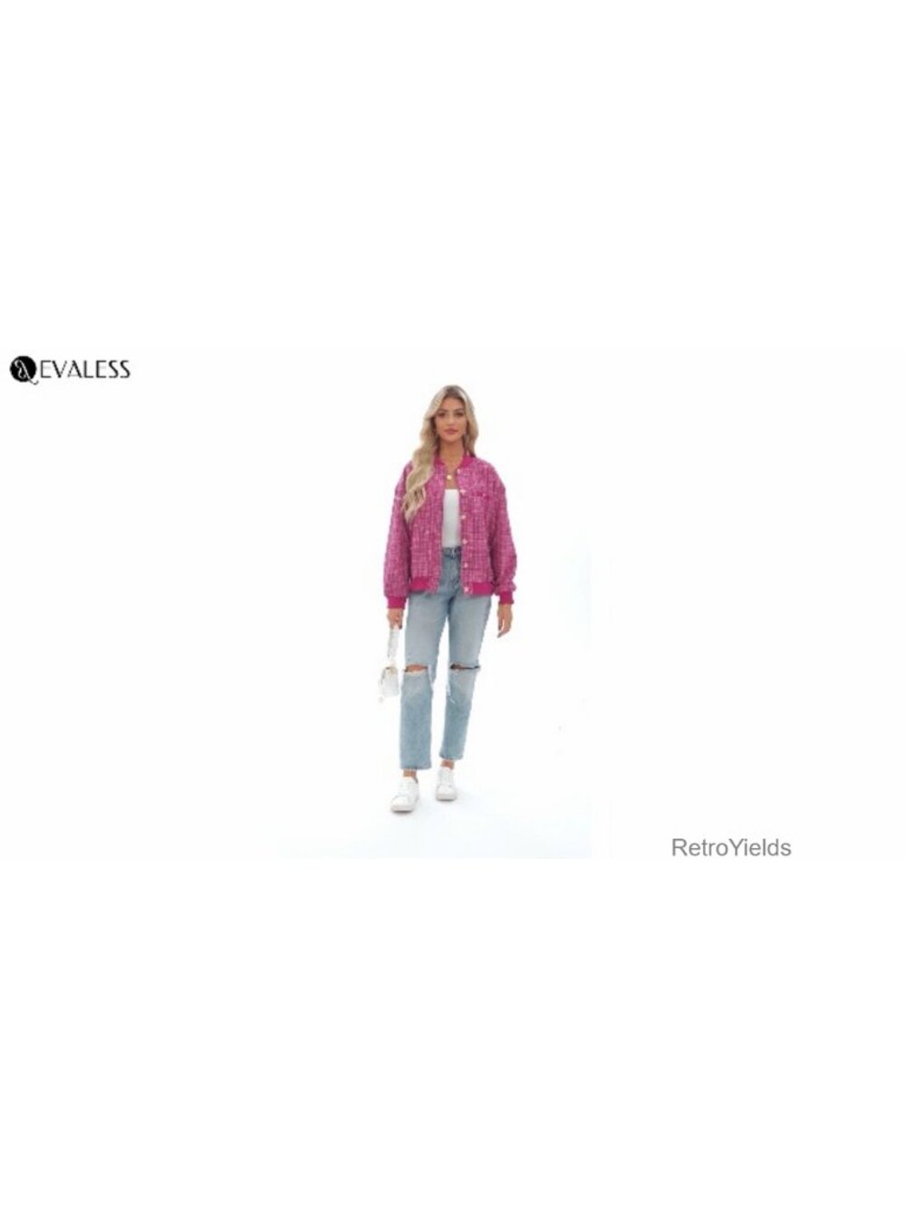 Women's Plaid Button Short Jacket Fall Winter Trendy - Picture 6 of 6